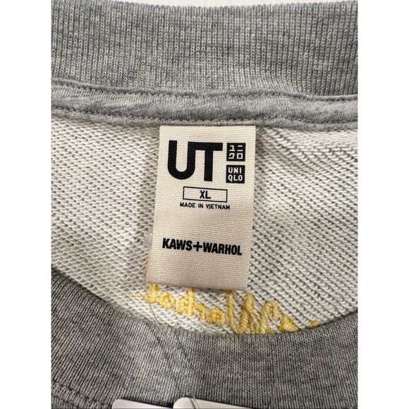 KAWS + WARHOL x UNIQLO UT Collaboration Grey Banana Sweatshirt, Size XL, NWT - Picture 6 of 7